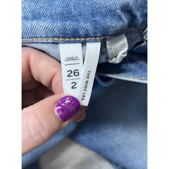Loft Jeans Womens 2 The Wide Leg Denim Button Pocket Minimalist Preppy 30Wx25L - Picture 7 of 8